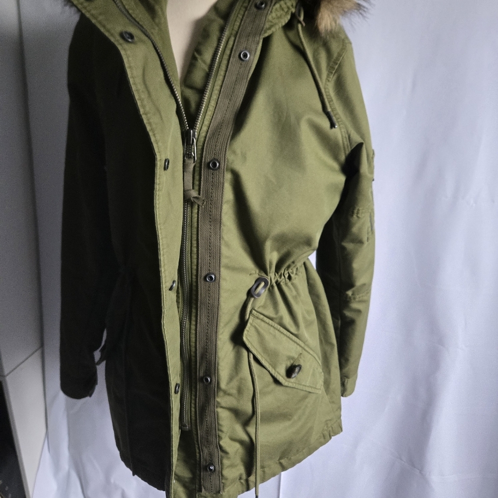 Superdry Women's Coat Size Military Fishtail Parka Coat In Army Green Size - Picture 11 of 15